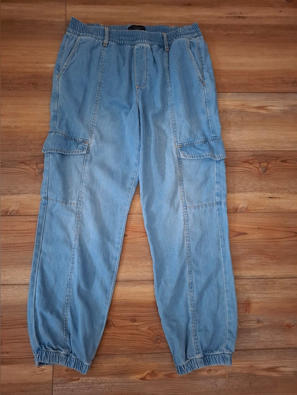 Sanctuary Denim Relaxed Rebel Chambray Cargo Joggers Blue Women's M